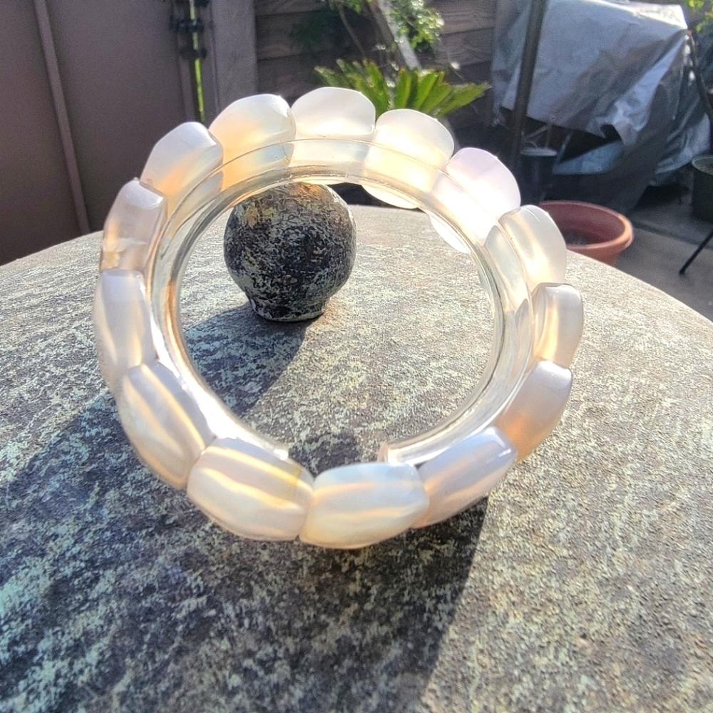 20x15mm White Agate Natural Gemstone Stone Beaded Bead Stretch Bracelet Unisex
